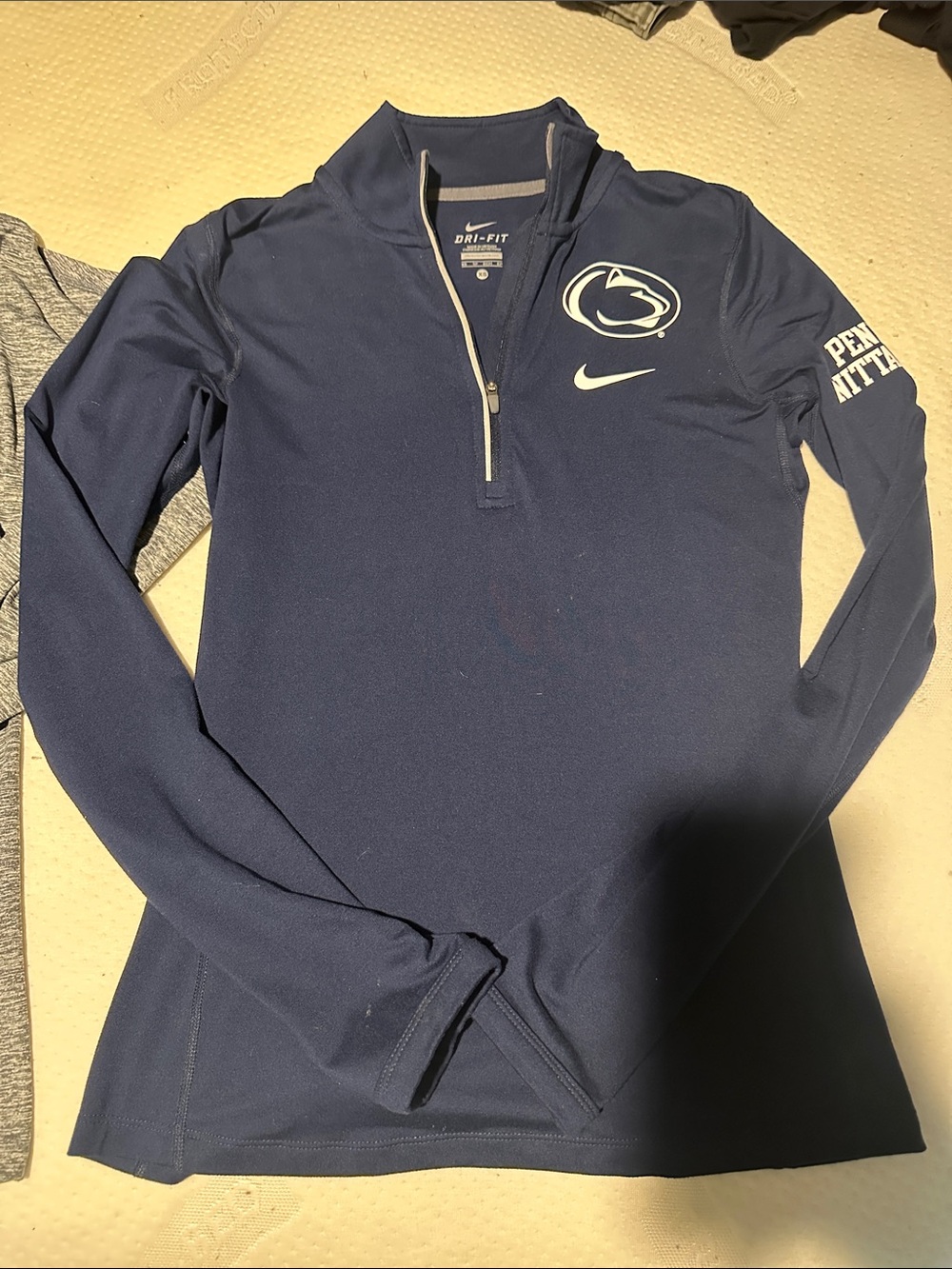 Nike Navy and White Penn State Dri-FIT Quarter Zip